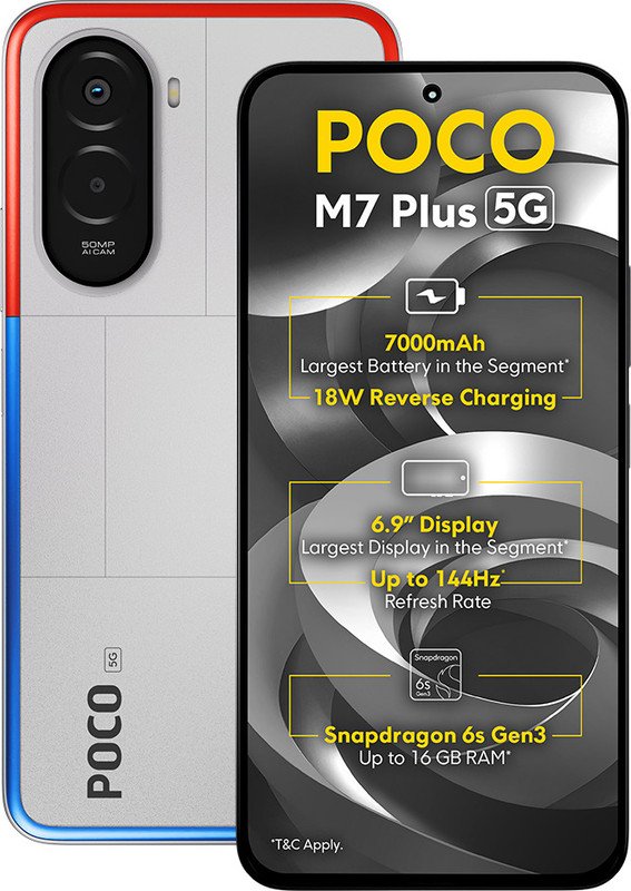 POCO M7 Plus 5G (Chrome Silver, 128 GB)(4 GB RAM)
