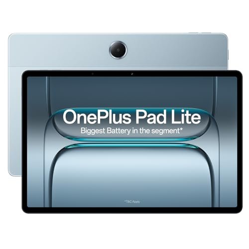 OnePlus Pad Lite with Biggest Battery in Segment 9340 mAh, 11″(27.94 cm) Display with 500 nits Brightness & 11 Hrs of Video Playback, 6GB RAM 128GB Storage, WiFi, Aero Blue
