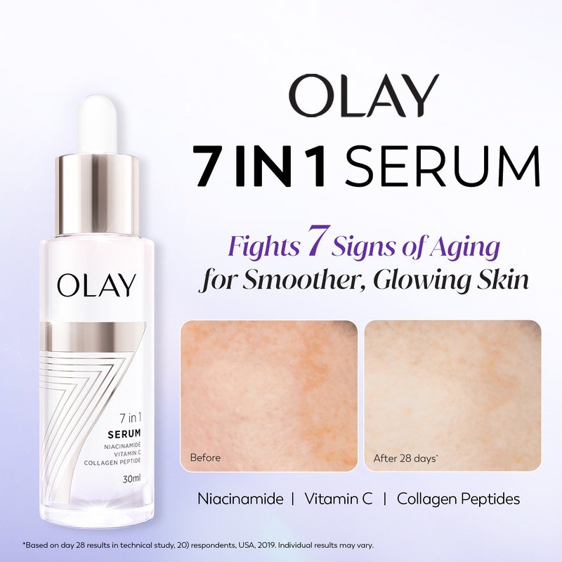 OLAY 7in1 Serum, Fight 7 Signs of Aging with Niacinamide, Vitamin C, Collagen Peptide(30 g)