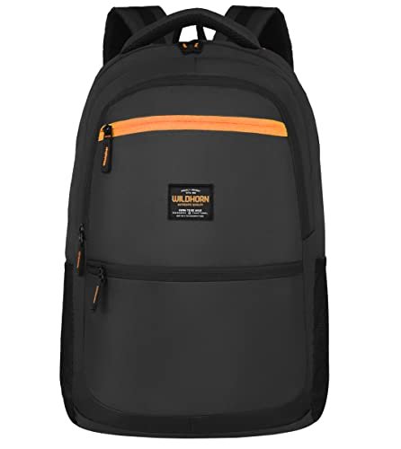 WildHorn Laptop Backpack for Men I Waterproof I Laptop, Business College Travel Bookbags Fit 15.5 Inch Laptop (Black)