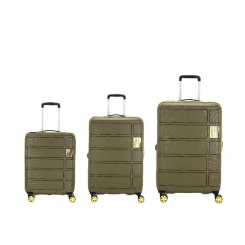 Kamiliant by American Tourister Harrier Zing|Trolley Bag Set of 3 (55+68+79 cms) for Travel| Hard Case Polypropylene (PP) Suitcase|360° 8-Wheel Spinner Luggage Trolley|Combination Lock|Military Olive