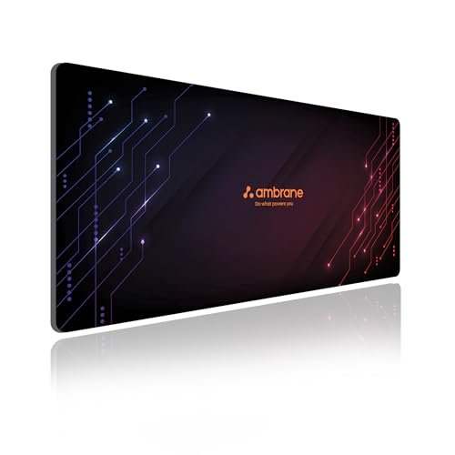 Ambrane Desk Mat 23 x 11 inches for Gaming Mouse Pad, Computer Laptop, Keyboard Mouse Pad, Notebook, MacBook, for Office & Home with Stitched Edges, Non-Slip Rubber Base, Waterproof Surface