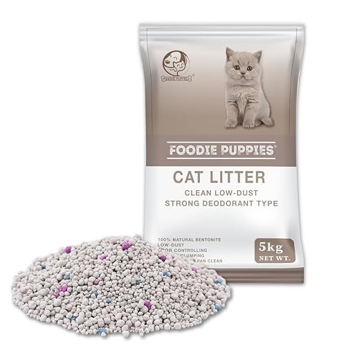 Foodie Puppies Natural Bentonite Cat Litter Sand – 5kg with Lavender Fragrance for Cats and Kittens | Clean Low-dust Strong Deodorant Litter Tray Refill with Odor Controlling and Instant Clumping