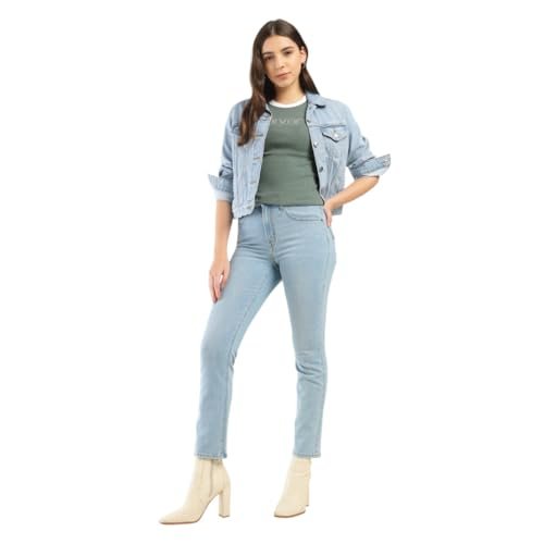 Women’s High Rise 724 Slim Straight Fit Blue Jeans