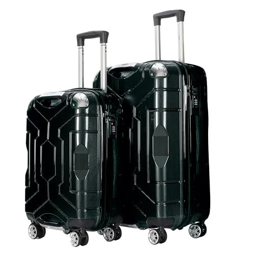 Story@Home Set of 2 Small & Medium Trolley Bags for Travel, Check in 8 Wheels 360 Rotating Luggage Trolley Bags for Travel, Suitcase (Dark Green,| 51cm | 61 cm)