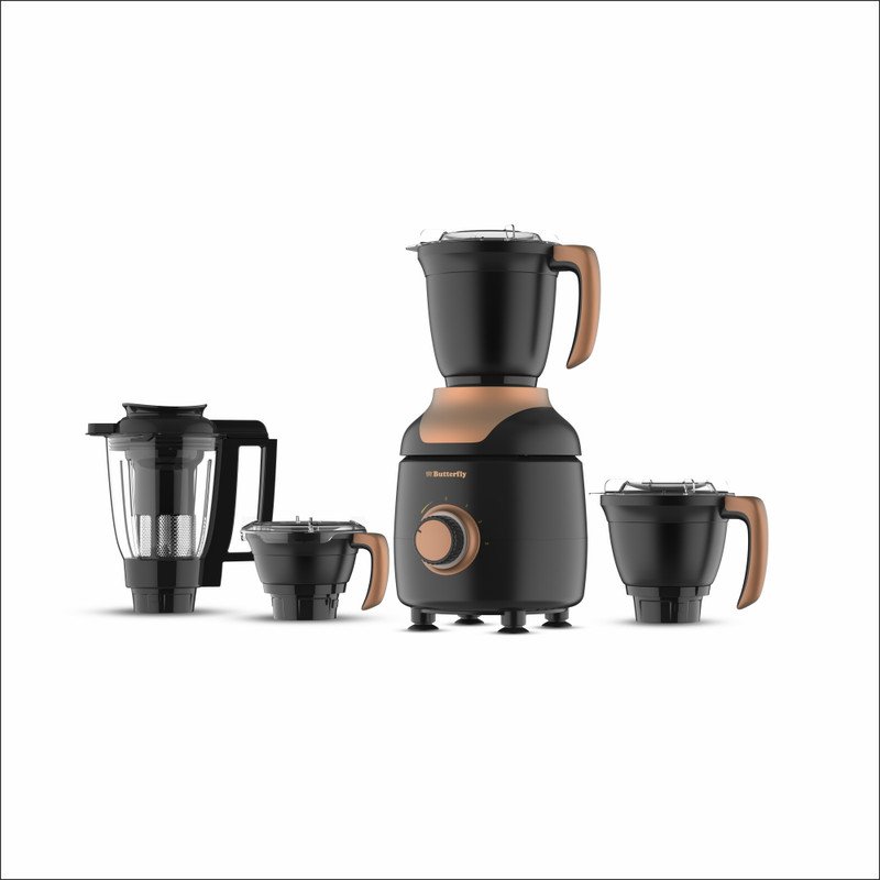 Butterfly Ziera Black with Tornado Blade 1000 W Juicer Mixer Grinder(Zeira | 4 Jars | Matte Blk W.Copper)