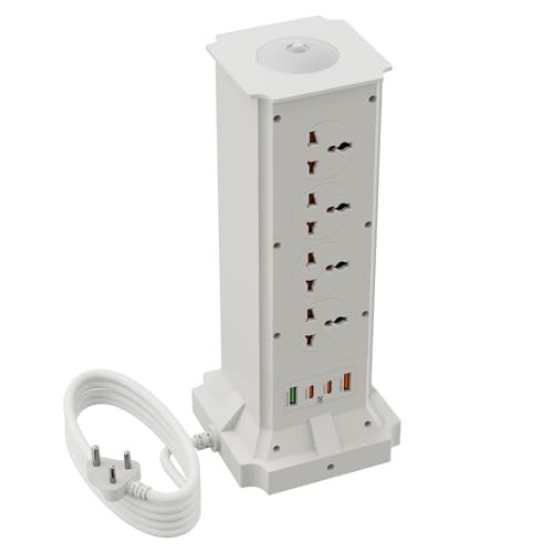 Zebronics Multi-Plug Power Extension, 2500W Max, 8 Universal Sockets, 3M Cable, 20W Type-C PD, 18W USB Fast Charging, Dual Type-C & USB-A Output, Overload Protection, Ambient Light (Power Block 483)