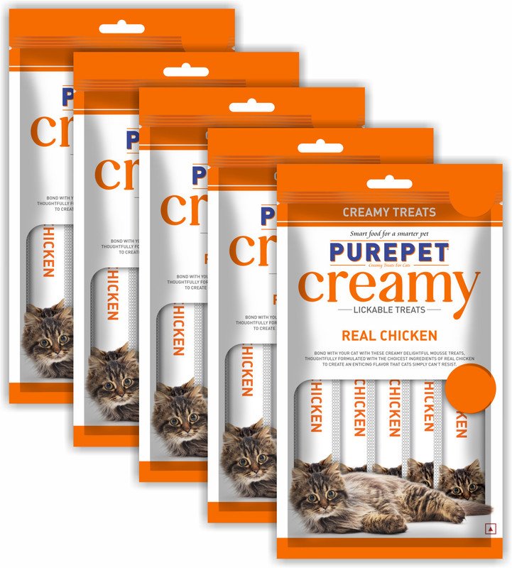 Purepet Creamy Lickable Treat Chicken Cat Treat(375 g, Pack of 5)