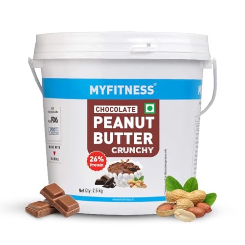 MYFITNESS Peanut Butter Chocolate Spread Crunchy 2.5kg | 23g Protein & 9g Fiber | Tasty & Healthy Nut Butter Spread for Breakfast & Snacks | Cholesterol Free | Zero Trans Fat | Crunchy Peanut Butter