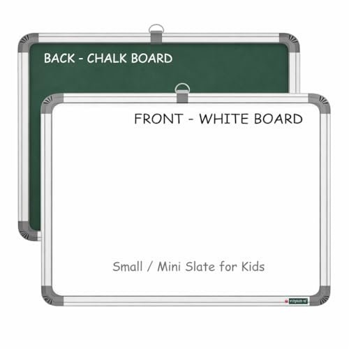 YAJNAS Non Magnetic Mini Writing Whiteboard & Chalkboard Combo 28×28 cm Reusable Writing Pad for Home School Study Practice