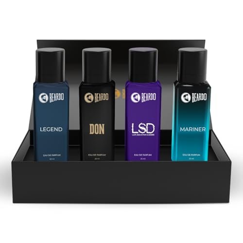 Beardo Day Perfumes For Men 4 x 20ml | Compliment worthy Unisex perfume combo | Long Lasting Perfumes – Fresh & Aquatic Fragrances | Rakhi gift for brother | Gift for brother | Gift for husband