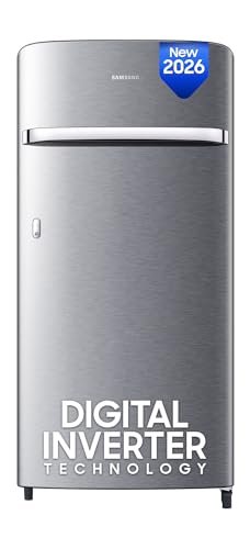 Samsung 189 L, 5 Star, Digital Inverter, Direct-Cool Single Door Refrigerator (RR21H2G25S8/HL, Silver, Elegant Inox, Single Touch Defrost, 2026 Model)