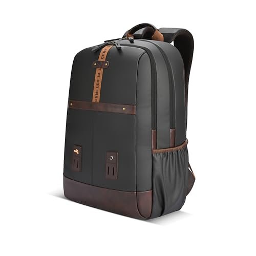 Gear Classic 4 Faux Leather (Without Antitheft) 19″/32L Large Water Resistant Laptop Backpack/Casual Backpack/Daypack/Travel Backpack/College Bag For Men/Women(Black-Brown)