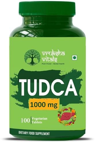 Vruksha Vitals TUDCA 1000 mg + 7 Herbs – 100 Tablets/Capsules for Liver Detox Supplement – Bile Salts as Liver Support Powder