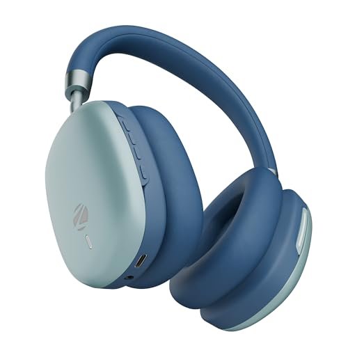 Zebronics Wireless Headphones, Hybrid ANC 48dB, Upto 100Hrs Playback, 40mm Drivers, Dual Mic ENC, BT v6.0, Gaming Mode, Dual Pairing, Touch Controls, App Support, AUX (Silencio 200T, Blue)