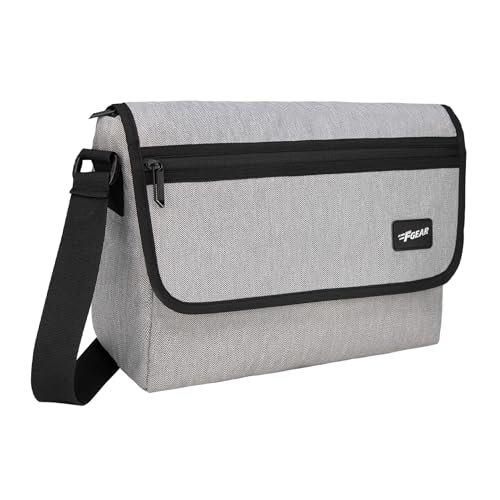 F Gear Kyoto Grey 8L Premium Tablet Sling Bag | Melange Herringbone Fabric | Fits 15” Laptop/Tablet | Lightweight, 1 Compartment & 2 Pockets | Ideal for Work, College, Daily Commute & Travel