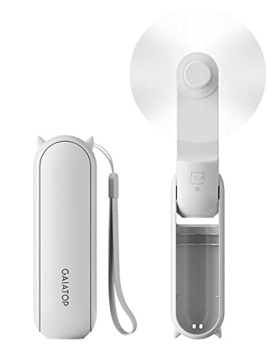 Gaiatop Mini Handheld Fan, Portable Personal Folding Cooling Hand Fan Rechargeable Battery Operated with 2 Speed USB Desk Fan for Home Office Travel (White)