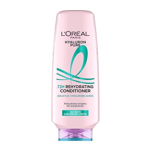 L’OREAL PARIS Unscented Hyaluron Pure 72H Rehydrating Conditioner for All Hair Types For Smooth Tangle-Free Hair, 175 Millilitres
