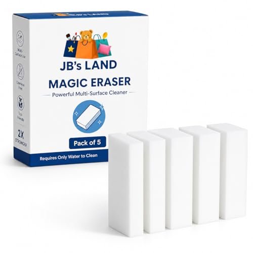 Magic Eraser Sponge | Pack of 5 | No Scratch Multi-Surface Cleaning Sponge | Removes Tough Stains | Just Add Water | for Walls, Kitchen, Bathroom, Shoes, Switch Boards & Utensils