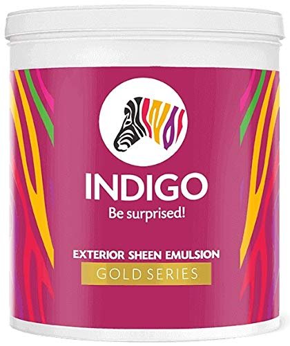 Indigo Exterior Sheen Emulsion Gold Series | Premium Exterior Sheen Paint | Weather & UV Resistant | Low Moisture Absorption | 10 L Black