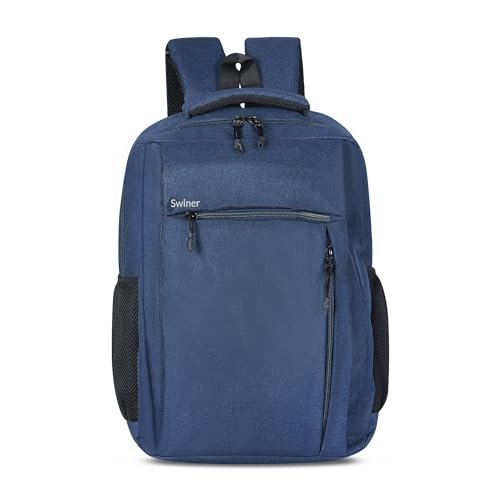 Swiner Casual Laptop Backpack 15.6 inch Unisex, Waterproof Office Bag/College Bag/School Bag/Everyday Bag (Modal 3, Navy Blue)