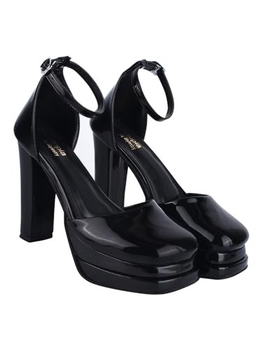 Shoetopia girls Zepto Black Heeled Sandal – 4 UK (Girls-Zepto-Black)
