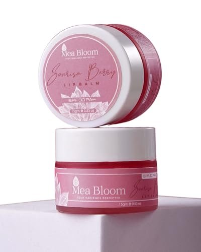 Mea Bloom Sonrisa Berry Lip Balm SPF30 PA++ (15g) | Tinted Lip Balm with Peptide, Ceramide & Hyaluronic Acid | Hydrating Lip Care with Shea Butter, Cocoa Butter & Natural Oils | Soft Pink Tint | For Women, Men & Teens