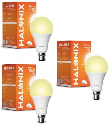Halonix 12W LED Light Bulb | Yellow (3000K) |Pack of 3|Energy Efficient| 4kv Surge Protection | High Lumens per watt, B22