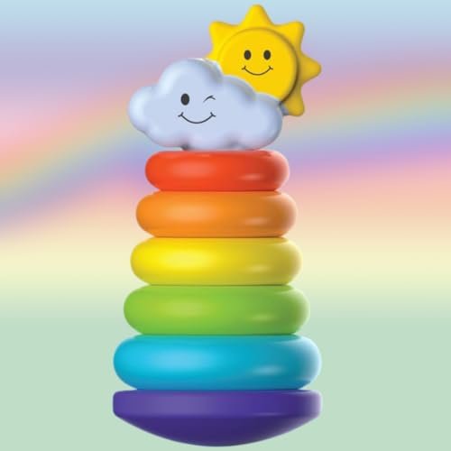 PlayMagic Rainbow Rocking Ring Stacker | 5 Ring Multicolored Sorting Tower | Learning for Infants & Toddlers Kids| Educational Interactive Baby Toy | Best Birthday & Return Gift|Made in India