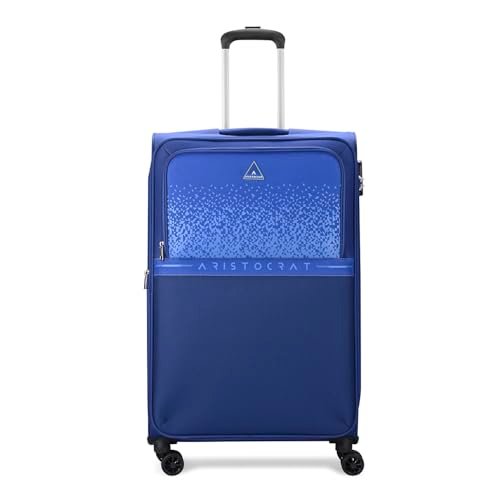 Aristocrat Drift Check-in Expander Trolley Bag 79cm | Large | Soft Luggage | Smooth 8-Wheel Suitcase | Secure Combination Lock with Sturdy Zipper | Robust Construction | 3-Year Warranty (Blue)