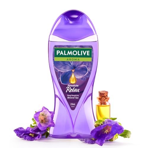 Palmolive Aroma Absolute Relax Body Wash, 250ml Shower Gel Single Bottle, 100% Natural Ylang Ylang Essential Oil & Iris Extracts for a Smooth Skin, pH Balanced Bodywash, Free of Parabens & Silicones​