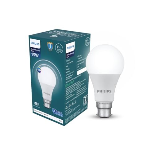 Philips 15W Motion Sensor LED Bulb | Cool White 6500K | B22 Base | Auto On/Off Sensor Light | Energy Efficient & Hands-Free Lighting | Pack of 1