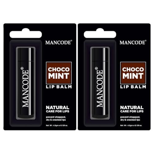Mancode Nourishing Lip Balm, 4.5g each Pack of 2 – Choco Mint Lip Moisturizer For Dry & Chapped Lips Enriched With Castor Oil, SPF Infused Lip Care Ideal for Men