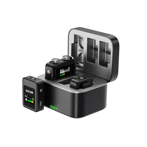 SJCAM M1 Wireless Lavalier Microphone | Pro Noise Cancellation-24H Duration-50m (165ft) Transmission | Microphone for PC, iPhone,Android, Record Interview, Vlogs with (2TX+1RX) Charging Case | Black