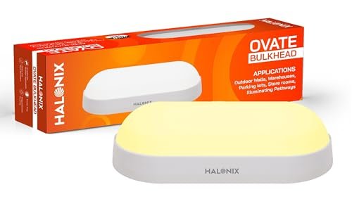 Halonix Yellow 10W wall Lamp LED Oval Shape Outdoor Bulkhead | Outdoor light waterproof IP65 | Waterproof Porch Light for Outdoor Garden Bathroom Light (Warm White, Pack of 1)