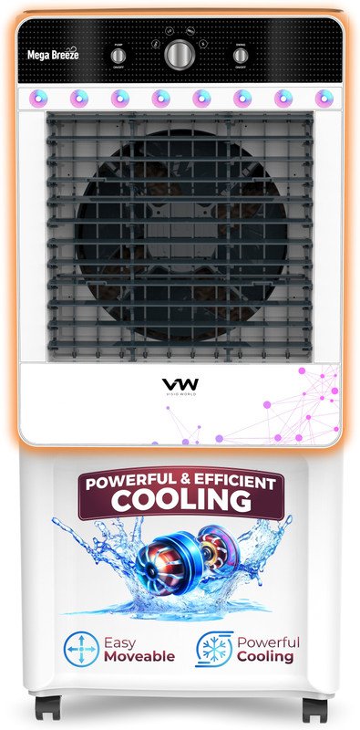 VW 100 L Desert Air Cooler With Ambient Lights and 3 side Honeycomb(White, MegaBreeze 100)