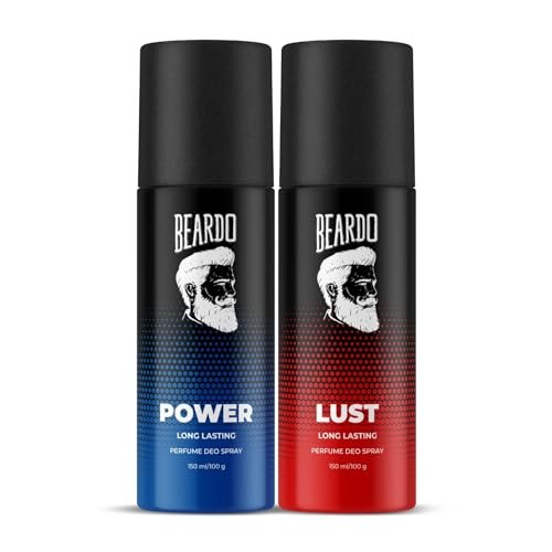 Beardo Power & Lust Perfume Body Spray (Set of 2) Get compliments with Long lasting Fougere, Aromatic Deodorant Brand | Christmas gift for men | Gift For Friends | Gift for Men
