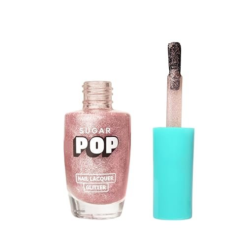 SUGAR POP Nail Lacquer Glitter Finish 01 Rose Quartz – 10 Ml – Quick-Drying | Chip-Resistant | High On Shine | Long-Wear Formula