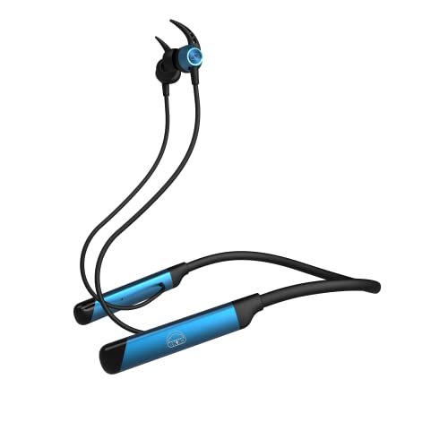 EKKO Unplug N04 Bluetooth in Ear Neckband Earphones, 50 Hours Playback Time, 10 mm Speaker Size, Quick Charging, Noise Cancellation, Twin Connect (Blue)