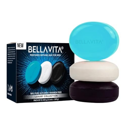 BELLAVITA Perfume Bathing Soap Bar for Men 3 x 100Gm with Pure Glycerin for Glowing Skin | CEO Man, Skai Aquatic and White Oud | Paraben and SLS Free