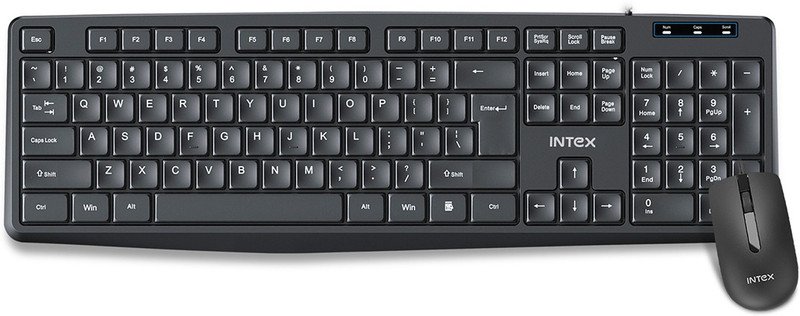 Intex KB+MS Combo (Genie) Wired USB Standard Multi-device Keyboard Compatible with Desktop, Laptop, Mac Genie(Black)