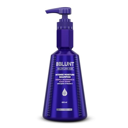 Bblunt Intense Moisture Shampoo with Jojoba and Vitamin E for Dry & Frizzy Hair | Moisturizes & Hydrates | Adds Shine | For Men & Women | 650 ml