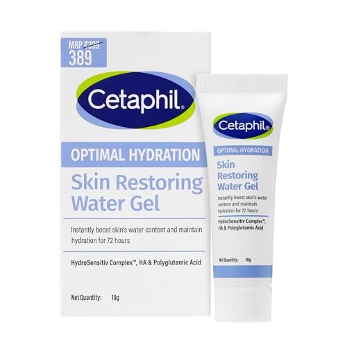 Cetaphil Optimal Hydration Restoring Water Gel 10 g – Lightweight 72H Hydrating Gel for Dry & Sensitive Skin | Daily Moisturisation Hydro Boost & Skin Refreshing Formula