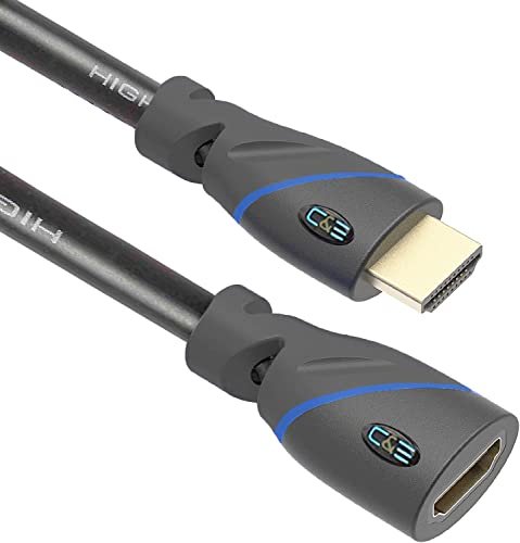 C&E High Speed HDMI Cable Male to Female with Ethernet Black (15 Feet/4.5 Meters), (2 Pack)