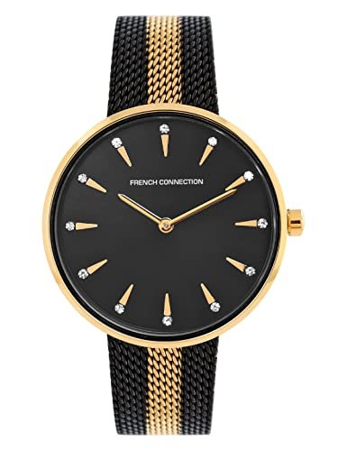 French Connection Stainless Steel Analog Black Dial Women’s Watch-Fcl22-B, Band_Silver