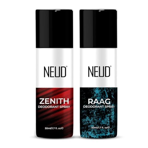 NEUD Pack of 2 Deodorent Body Spray ZENITH and RAAG (Pack of 2-50ml Each) Deodorant Combo, Long Lasting Smell, Unisex