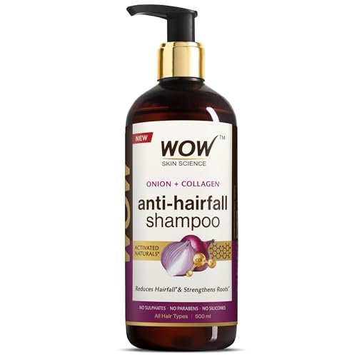WOW Skin Science Onion & Collagen Anti-Hairfall Shampoo|Reduces Hairfall|Strengthens Roots|Nourishes Scalp|Prevents Breakage|Enhances Hair Thickness and Shine|New & Improved Formulation|500ml