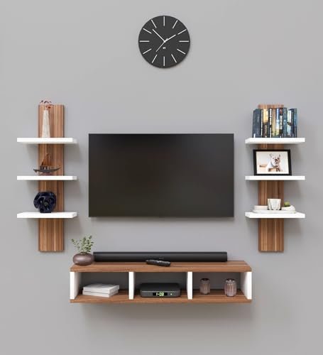 Spyder Craft Tokyo Engineering Wood Wall Mount TV Entertainment Unit Set Top Box Stand/TV Cabinet with Shelves for Books & Dcor Display Unit Bed Living Room Upto 60 Inches
