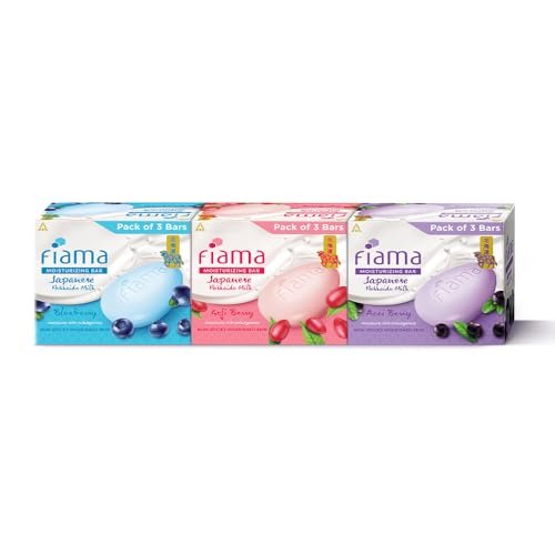 Fiama Moisturizing Bars Pack of 9, Japanese Hokkaido Milk & Berries, Non-Sticky Moisturized Skin, 1/3rd Skin Moisturizers, Vitamin F, Fragrant Freshness, Moisture Rich Indulgence, Combo Pack