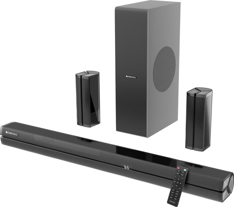 ZEBRONICS Juke Bar 801, Dual Rear Satellites, 3 Drivers, BT.v 5.3 400 W Bluetooth Soundbar(Black, 5.1 Channel)